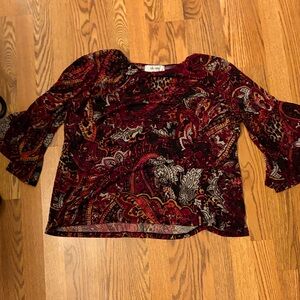 Jones Studio Red and Black Paisley Blouse great condition